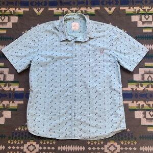 Ascend Blue Geometric Patterned Casual Button Front Shirt Men’s size Large